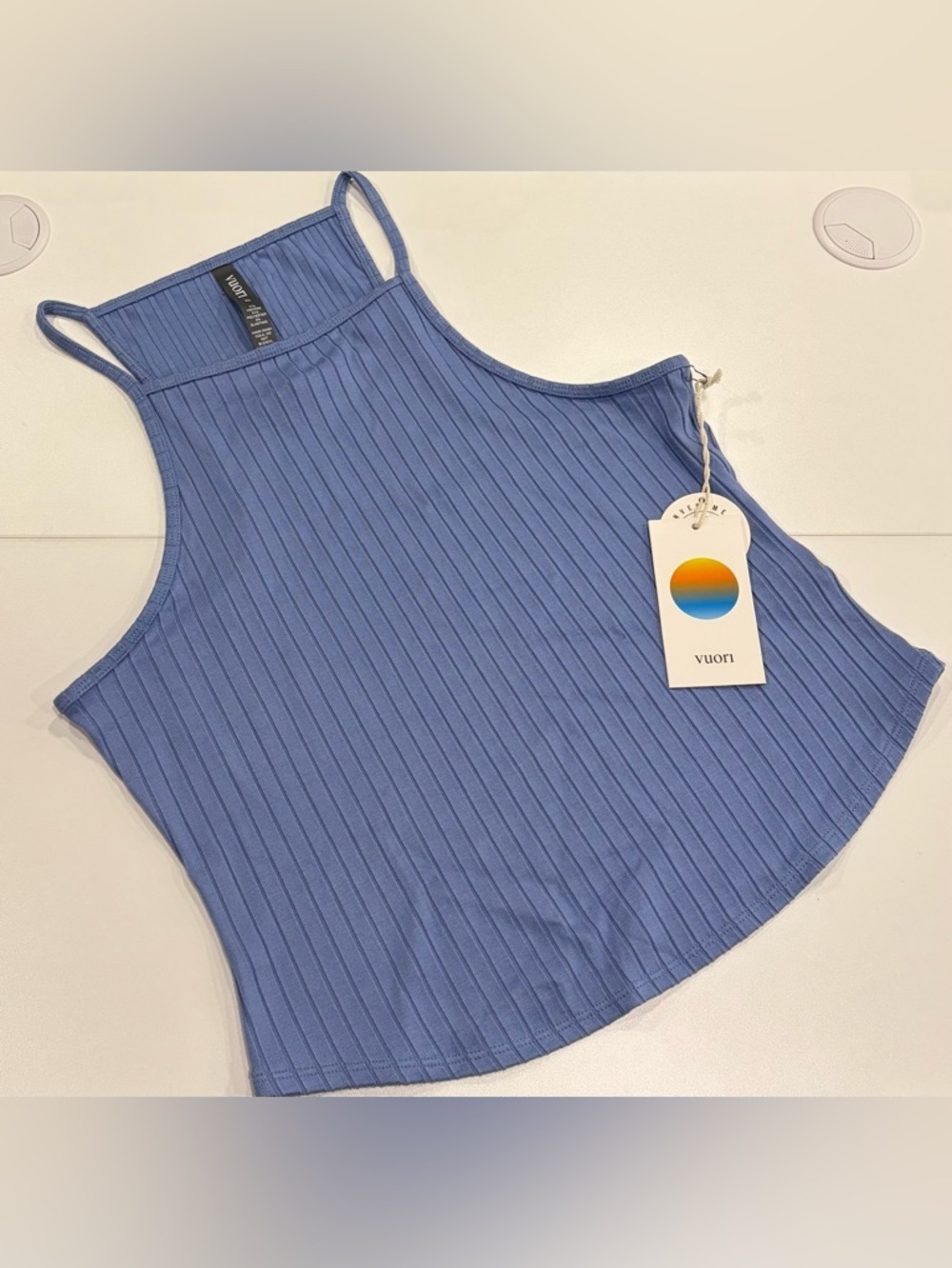 Vuori Women's XL Marina Rib Tank Blue NWT Soft Spaghetti Straps